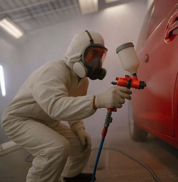 Auto paint repair by technician-VW certified collision repair Lindsay collision center
